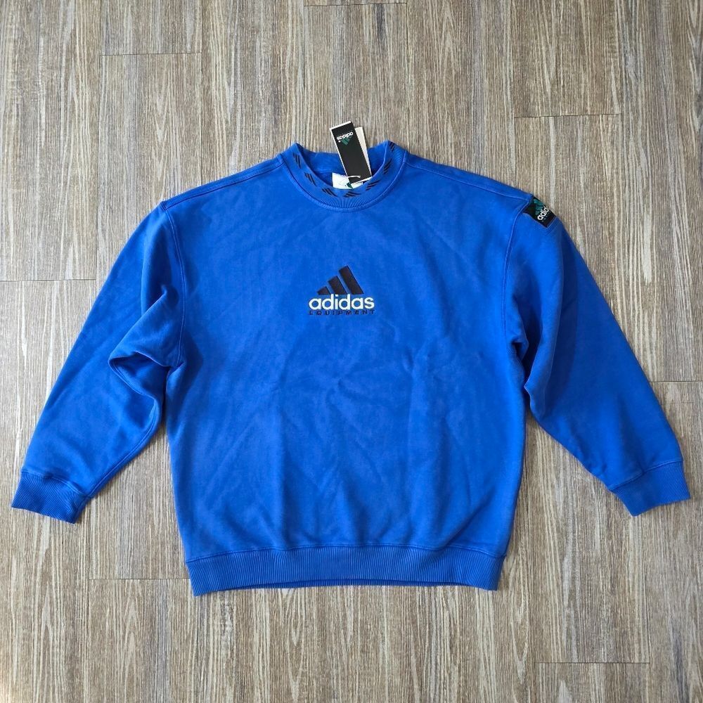 Adidas EQT Equipment Crew Sweatshirt Washed Fleece Men's Large Royal Blue JC8223